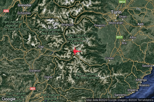 Lieve Terremoto M2.1 epicentro Confine Italia-Francia (FRANCIA) alle 12:10:34 (10:10:34 UTC)