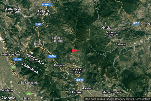 Lieve Terremoto M2.0 epicentro 5 km N Marsico Nuovo (PZ) alle 18:33:53 (16:33:53 UTC)