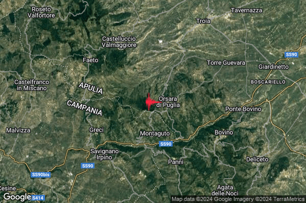 Lieve Terremoto M2.1 epicentro 2 km W Orsara di Puglia (FG) alle 02:40:39 (00:40:39 UTC)