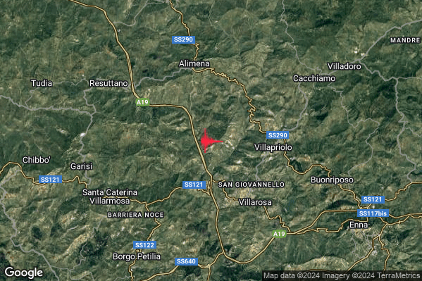 Lieve Terremoto M2.1 epicentro 6 km NW Villarosa (EN) alle 07:28:21 (05:28:21 UTC)