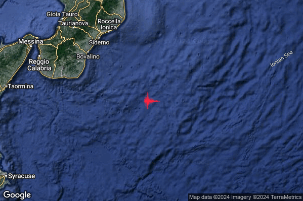 Lieve Terremoto M2.0 epicentro Mar Ionio Settentrionale (MARE) alle 07:17:17 (05:17:17 UTC)