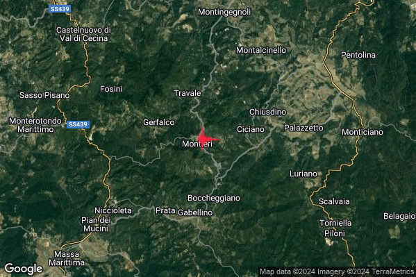 Lieve Terremoto M2.0 epicentro 1 km E Montieri (GR) alle 11:07:31 (09:07:31 UTC)