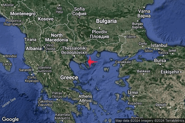 Intenso Terremoto M4.5 epicentro Greece [Sea] alle 21:54:27 (19:54:27 UTC)