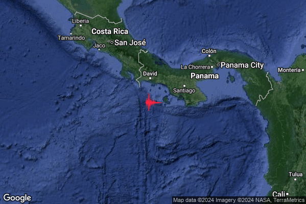 Violento Terremoto M5.8 epicentro South of Panama [Sea: Panama] alle 07:08:45 (05:08:45 UTC)