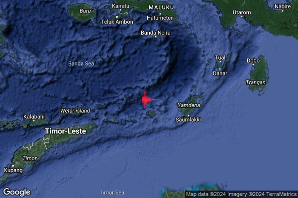 Violento Terremoto M5.8 epicentro Indonesia [Sea] alle 04:15:20 (02:15:20 UTC)