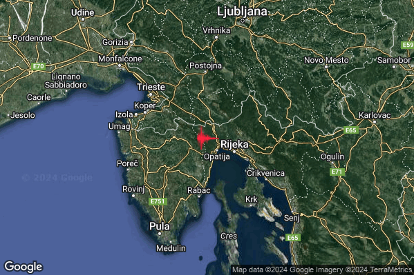 Lieve Terremoto M2.0 epicentro Confine Slovenia-Croazia (SLOVENIA CROAZIA) alle 18:34:14 (16:34:14 UTC)