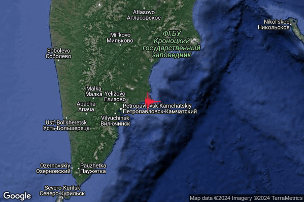 Violento Terremoto M6.1 epicentro Near east coast of Kamchatka Peninsula Russia [Sea: Russia] alle 06:24:25 (04:24:25 UTC)