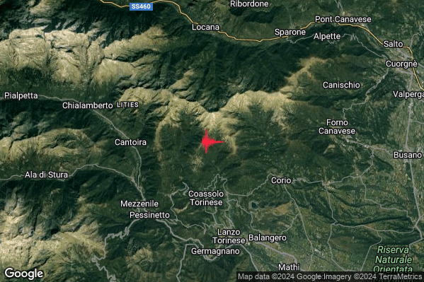 Debole Terremoto M2.6 epicentro 4 km N Coassolo Torinese (TO) alle 04:15:13 (02:15:13 UTC)