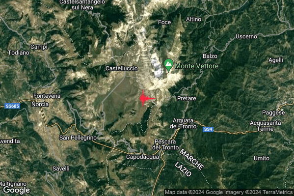 Lieve Terremoto M2.0 epicentro 5 km NW Arquata del Tronto (AP) alle 07:06:17 (05:06:17 UTC)