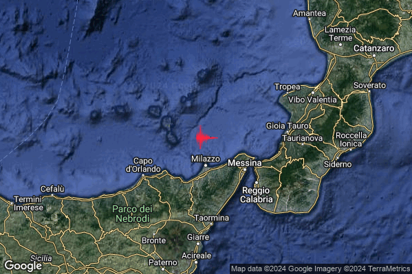 Lieve Terremoto M2.2 epicentro Tirreno Meridionale (MARE) alle 02:46:38 (00:46:38 UTC)