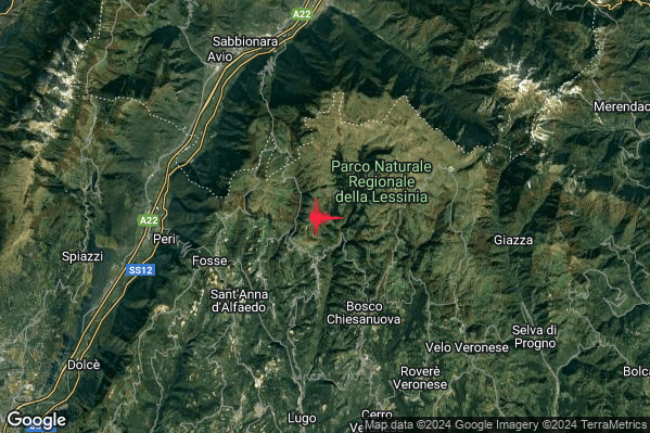 Lieve Terremoto M2.0 epicentro 3 km N Erbezzo (VR) alle 07:45:27 (05:45:27 UTC)