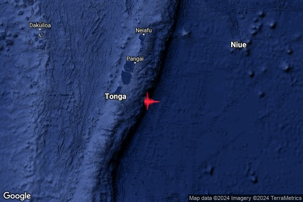 Violento Terremoto M6.0 epicentro Tonga Islands [Sea: Tonga] alle 00:39:09 (22:39:09 UTC)