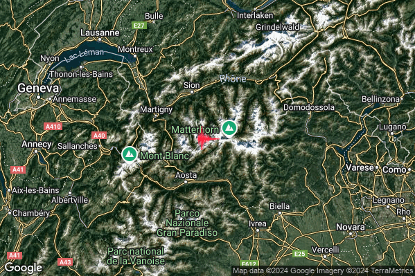Debole Terremoto M2.4 epicentro Confine Italia-Svizzera (SVIZZERA) alle 00:31:04 (22:31:04 UTC)