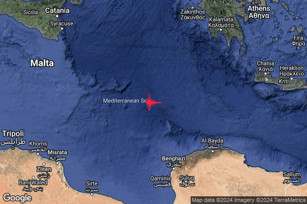 Moderato Terremoto M3.6 epicentro Libya [Sea] alle 16:13:59 (14:13:59 UTC)