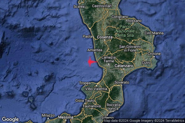 Debole Terremoto M2.3 epicentro Costa Calabra sud-occidentale (Catanzaro Vibo Valentia Reggio di Calabria) alle 17:25:40 (15:25:40 UTC)