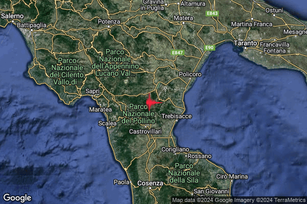 Moderato Terremoto M3.3 epicentro 3 km SW San Costantino Albanese (PZ) alle 06:55:11 (04:55:11 UTC)