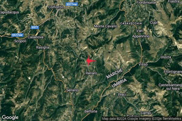 Lieve Terremoto M2.0 epicentro 6 km NE Sellano (PG) alle 13:14:49 (11:14:49 UTC)