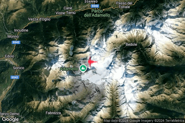 Debole Terremoto M2.4 epicentro 9 km SE Temu (BS) alle 21:34:58 (19:34:58 UTC)