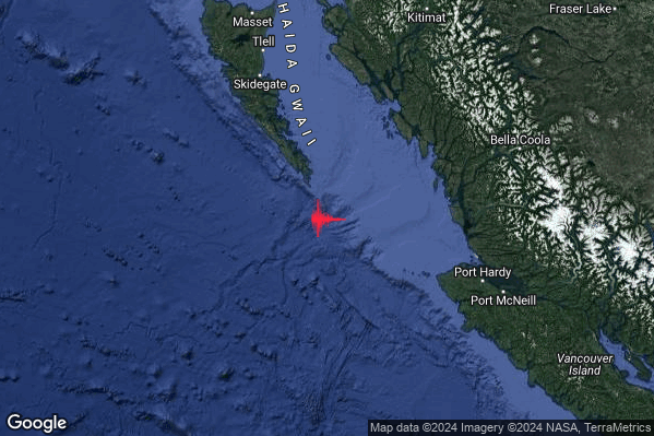 Estremo Terremoto M6.4 epicentro Canada [Sea] alle 00:22:50 (22:22:50 UTC)