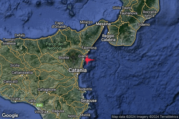 Moderato Terremoto M3.3 epicentro Costa Catanese (Catania) alle 02:02:31 (00:02:31 UTC)