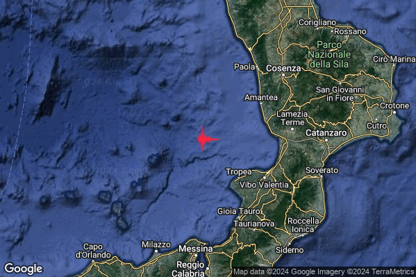 Lieve Terremoto M2.0 epicentro Tirreno Meridionale (MARE) alle 11:23:59 (09:23:59 UTC)