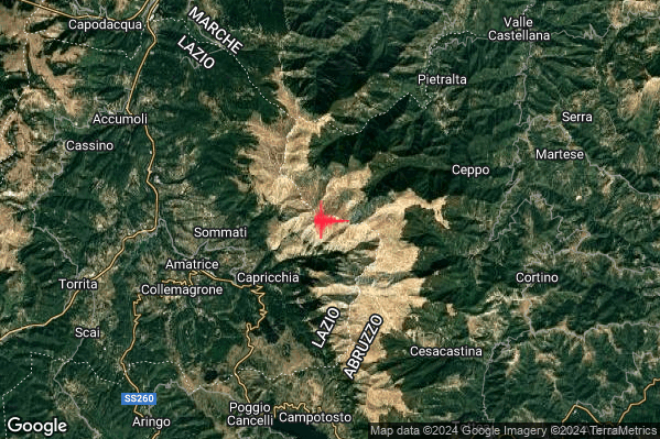 Debole Terremoto M2.4 epicentro 8 km E Amatrice (RI) alle 17:55:19 (15:55:19 UTC)