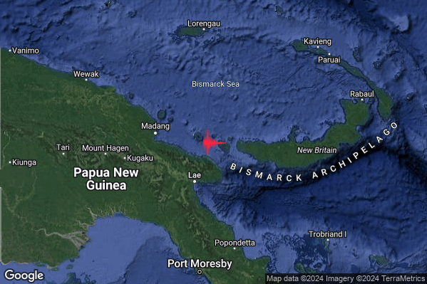 Severo Terremoto M5.6 epicentro Papua New Guinea [Sea] alle 10:41:00 (08:41:00 UTC)