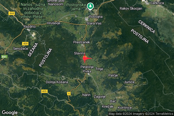 Lieve Terremoto M2.2 epicentro Slovenia (SLOVENIA) alle 15:54:56 (13:54:56 UTC)