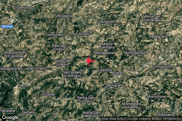 Debole Terremoto M2.5 epicentro 3 km SW Montappone (FM) alle 04:58:46 (02:58:46 UTC)