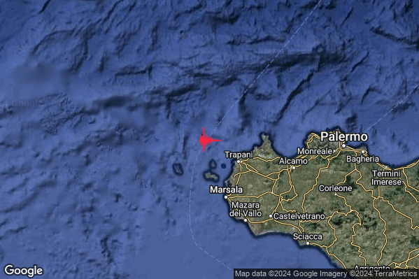 Distinto Terremoto M4.1 epicentro Tirreno Meridionale (MARE) alle 05:00:12 (03:00:12 UTC)