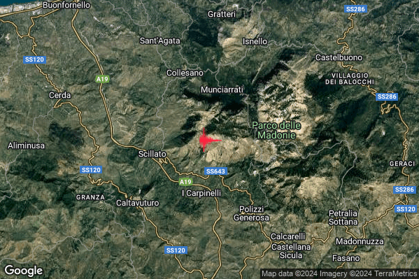 Lieve Terremoto M2.1 epicentro 5 km E Scillato (PA) alle 06:32:08 (04:32:08 UTC)