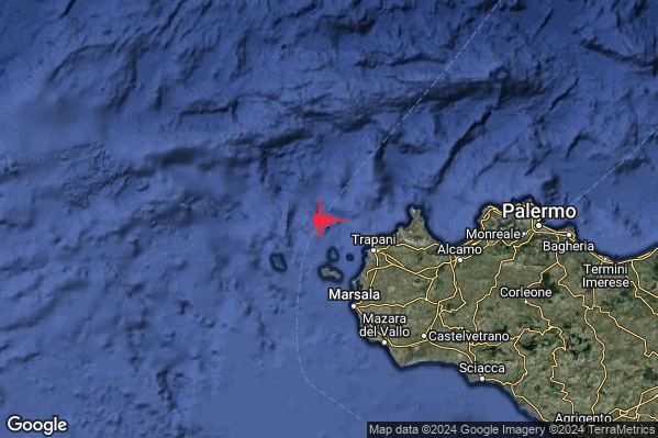 Lieve Terremoto M2.2 epicentro Tirreno Meridionale (MARE) alle 15:07:08 (13:07:08 UTC)