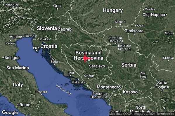 Intenso Terremoto M4.3 epicentro Bosnia and Herz. [Land] alle 14:23:13 (12:23:13 UTC)