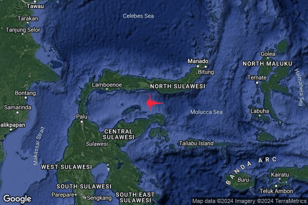 Violento Terremoto M6.0 epicentro Minahassa Peninsula Sulawesi Indonesia [Sea: Indonesia] alle 21:51:03 (19:51:03 UTC)