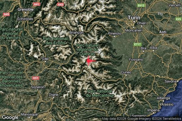 Lieve Terremoto M2.2 epicentro Confine Italia-Francia (FRANCIA) alle 03:13:35 (01:13:35 UTC)