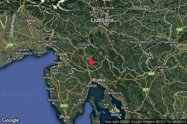 Debole Terremoto M2.7 epicentro Confine Slovenia-Croazia (SLOVENIA CROAZIA) alle 09:04:06 (07:04:06 UTC)