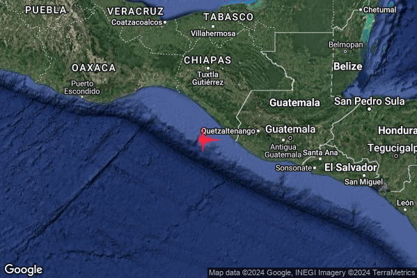 Severo Terremoto M5.6 epicentro Near coast of Chiapas Mexico [Sea: Mexico] alle 08:43:28 (06:43:28 UTC)