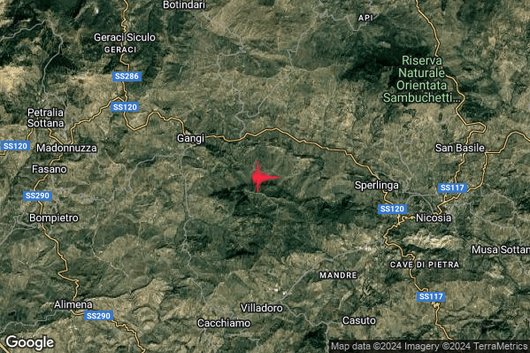 Lieve Terremoto M2.0 epicentro 6 km SE Gangi (PA) alle 07:58:22 (05:58:22 UTC)