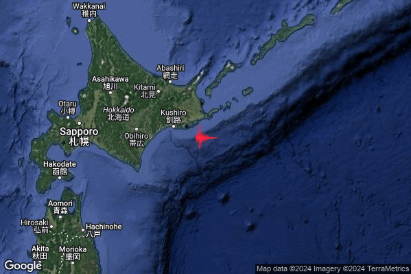 Severo Terremoto M5.5 epicentro Japan [Sea] alle 09:01:05 (07:01:05 UTC)