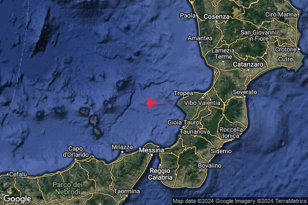 Debole Terremoto M2.7 epicentro Tirreno Meridionale (MARE) alle 11:20:10 (09:20:10 UTC)