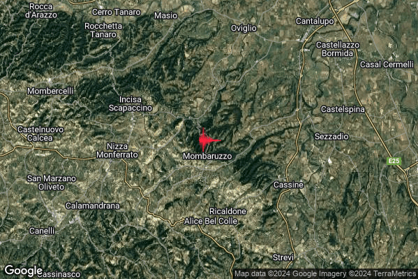 Debole Terremoto M2.5 epicentro 1 km SE Bruno (AT) alle 12:12:51 (10:12:51 UTC)