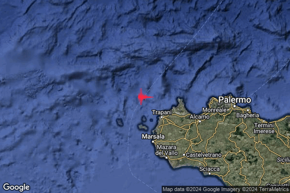 Leggero Terremoto M3.2 epicentro Tirreno Meridionale (MARE) alle 16:12:49 (14:12:49 UTC)