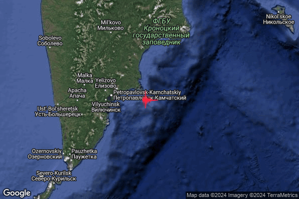 Violento Terremoto M5.9 epicentro Off east coast of Kamchatka Peninsula Russia [Sea: Russia] alle 14:21:57 (12:21:57 UTC)