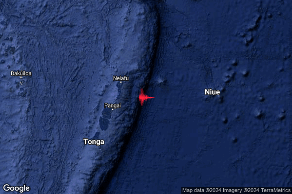 Estremo Terremoto M6.6 epicentro Tonga Islands region [Sea: Tonga] alle 22:05:36 (20:05:36 UTC)