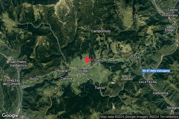 Lieve Terremoto M2.1 epicentro 2 km W Gallio (VI) alle 11:08:12 (09:08:12 UTC)