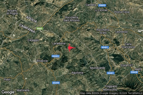 Lieve Terremoto M2.0 epicentro 3 km E Lacedonia (AV) alle 21:07:11 (19:07:11 UTC)