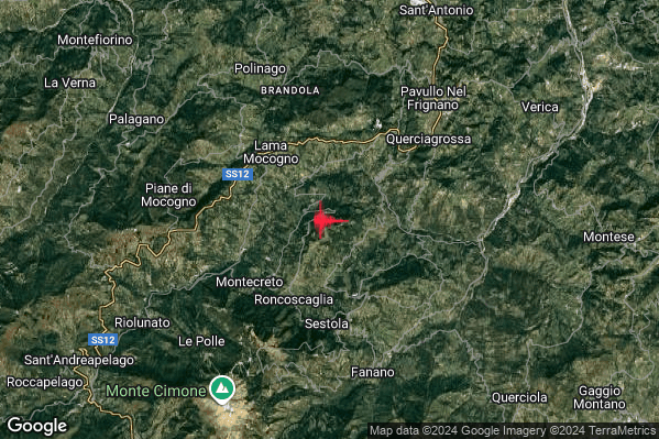 Lieve Terremoto M2.0 epicentro 5 km SE Lama Mocogno (MO) alle 17:53:38 (15:53:38 UTC)