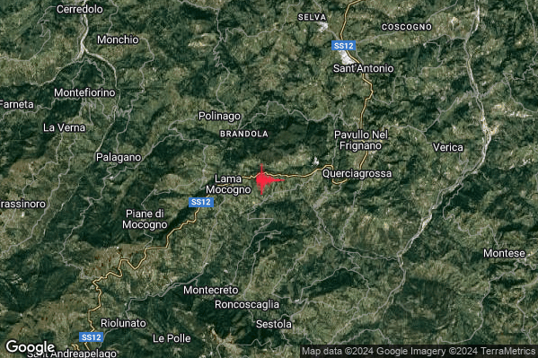 Lieve Terremoto M2.0 epicentro 2 km E Lama Mocogno (MO) alle 10:59:11 (08:59:11 UTC)