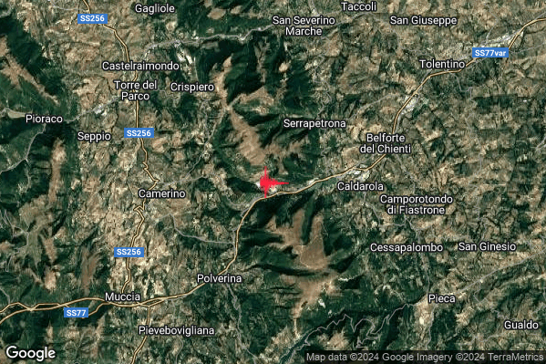 Debole Terremoto M2.3 epicentro 5 km SW Serrapetrona (MC) alle 06:39:46 (04:39:46 UTC)