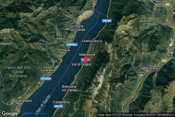 Lieve Terremoto M2.0 epicentro 1 km S Malcesine (VR) alle 02:52:09 (00:52:09 UTC)